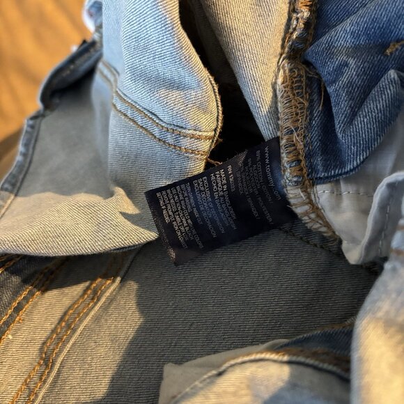 Tommy Hilfiger Girl Youth Icon Stripe Jean Overall Size 14 Distressed Y2K Denim - Picture 2 of 10